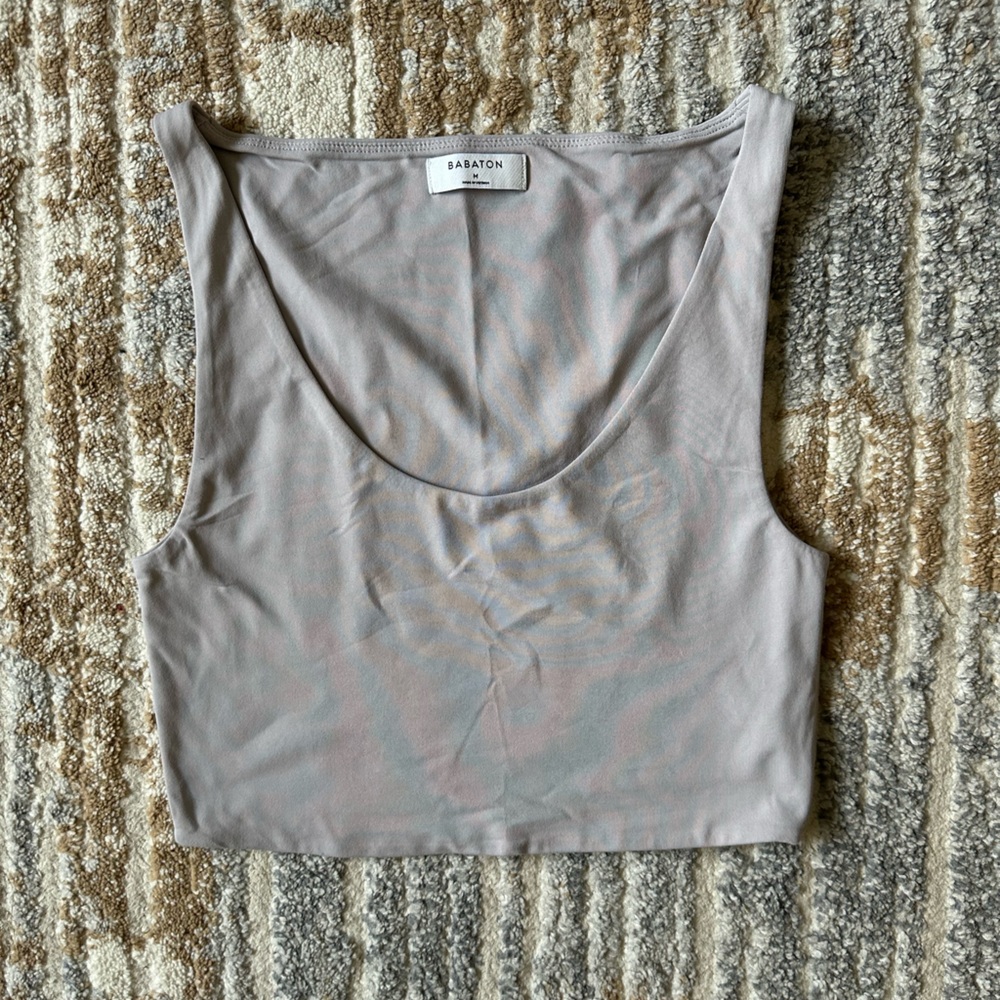 Aritzia Babaton Light Gray Sleeveless Crop Top